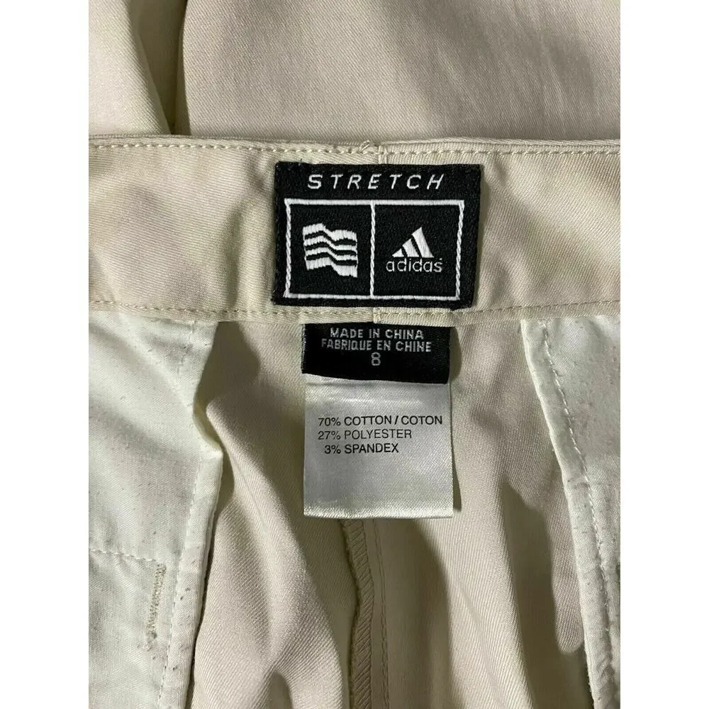 Adidas Women's Ivory Sz 8 Capri Pant Golf Club Slim Fit Stretch Pockets Chino